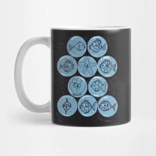 Cute Sea Animals and Funny Fish Floating in Bubbles Mug